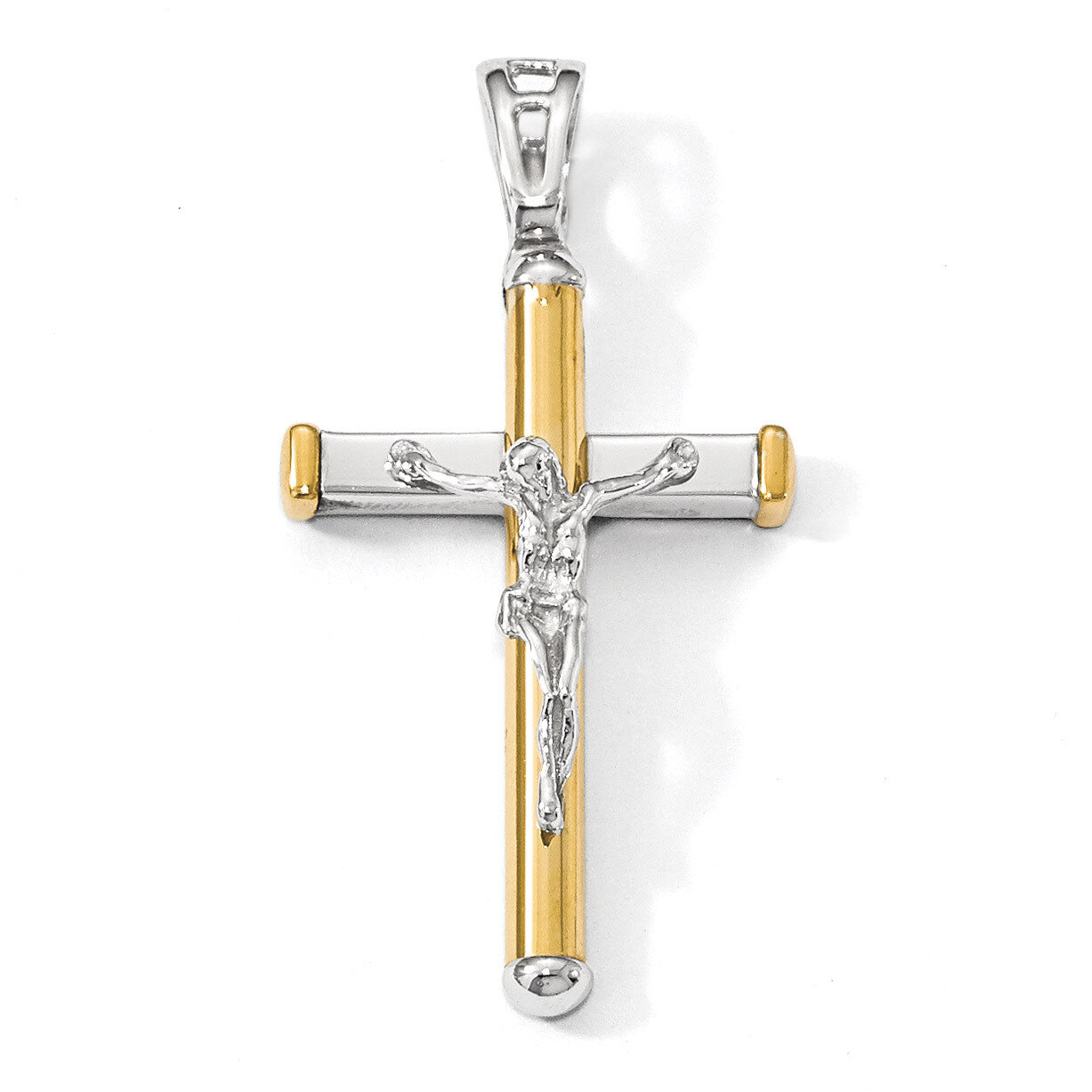 Crucifix Pendant 14k Two-tone Gold Polished HB-LF862