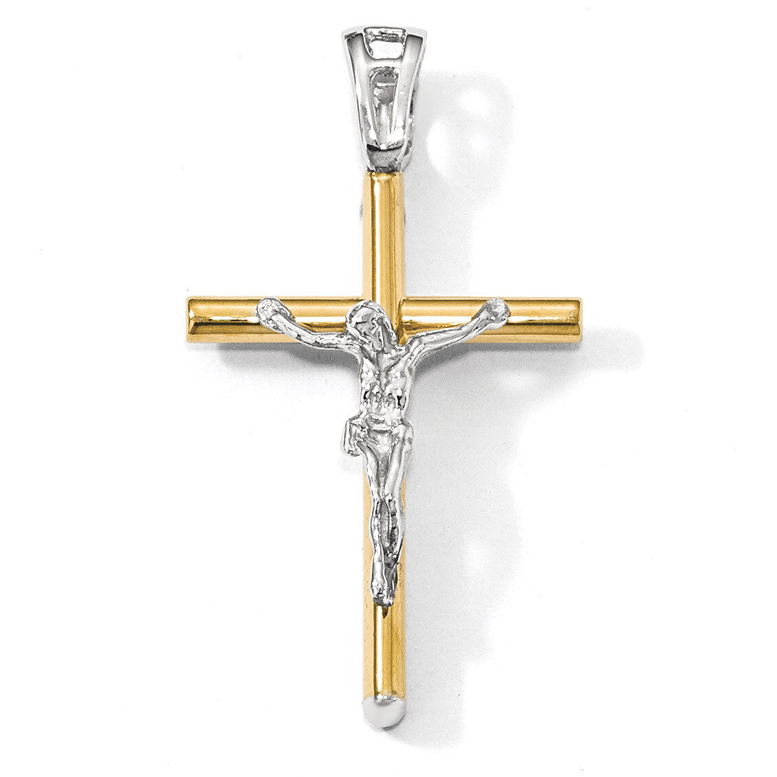 Crucifix Pendant 14k Two-tone Gold Polished HB-LF865