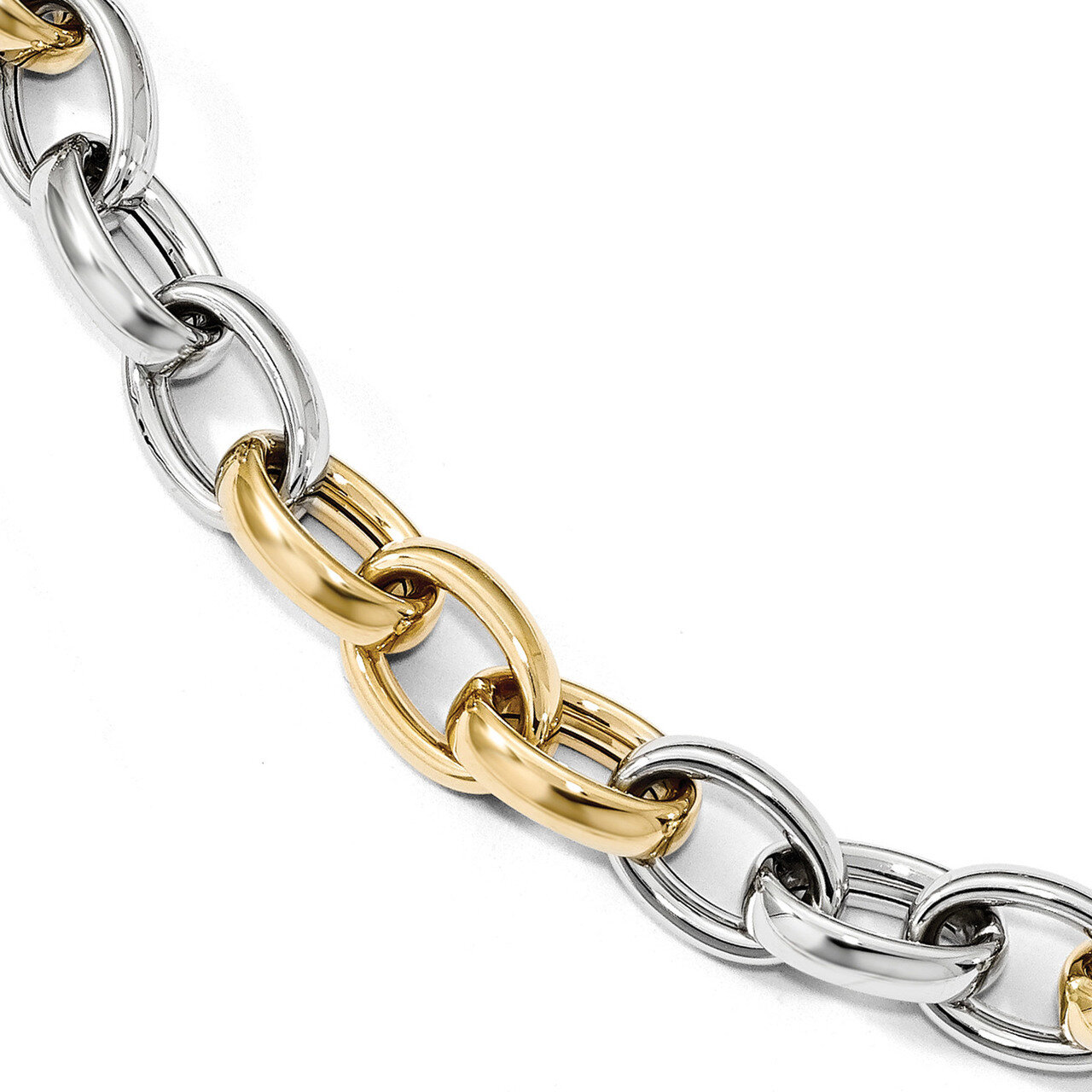 Leslie&#39;s Fancy Link 8.25 Inch with 0.75 inch Extender Bracelet 8.25 Inch 14k Two-tone Gold Polished…