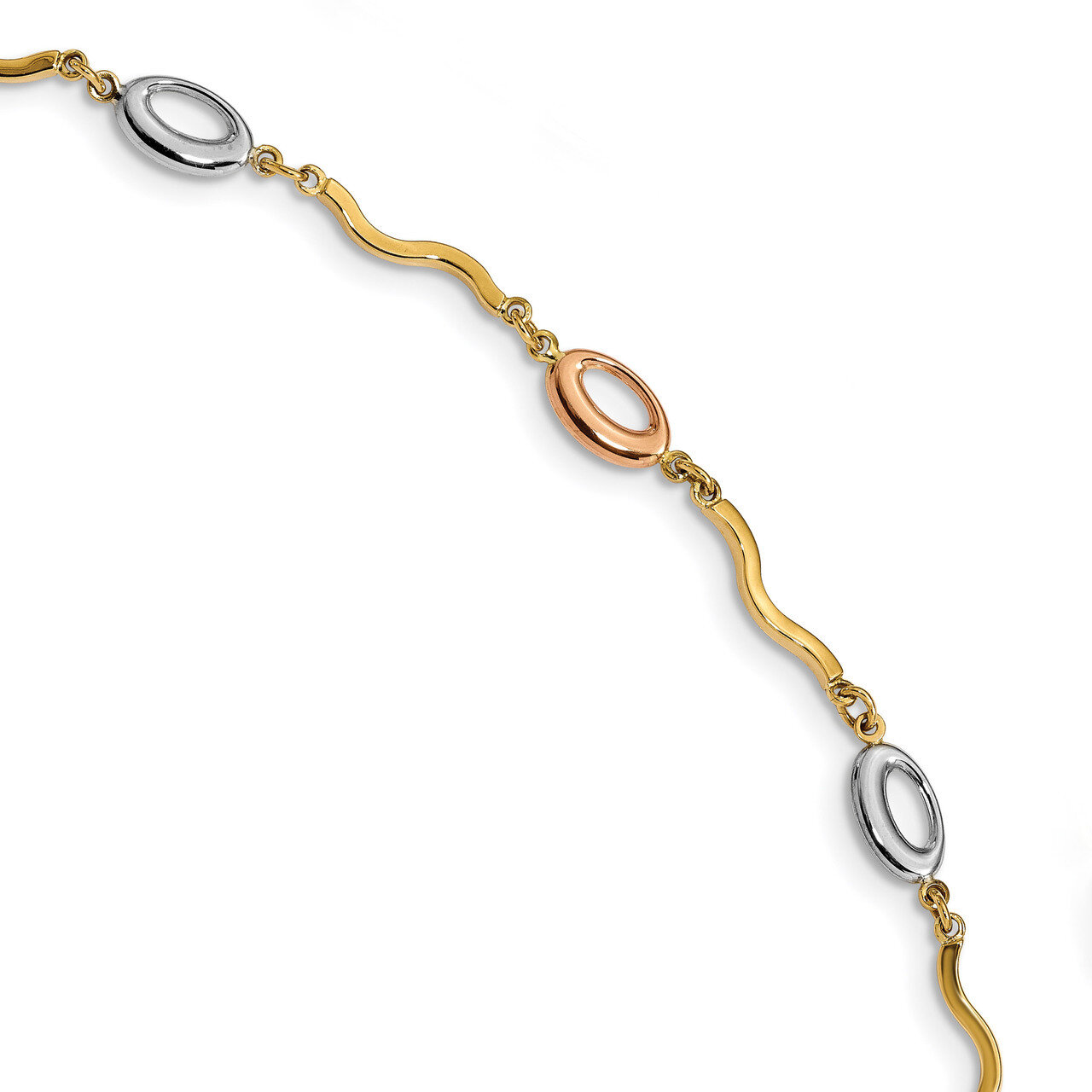 Fancy Link Bracelet 7.5 Inch 14k Tri-Color Polished Gold HB-LF915-7.5