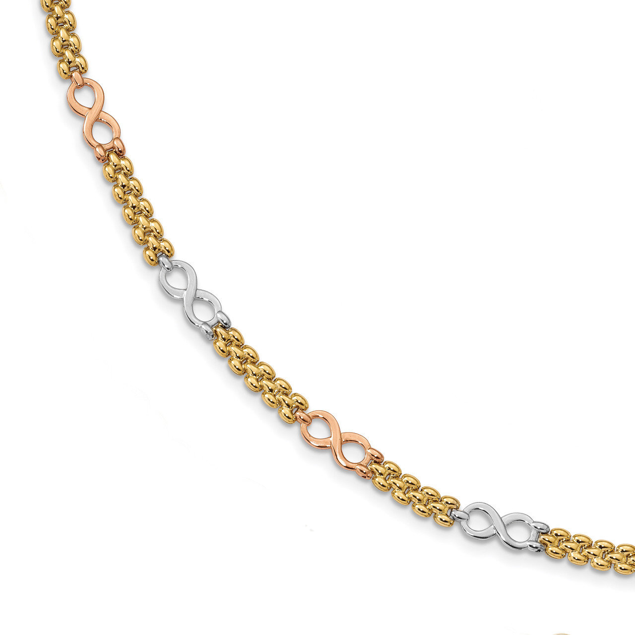 Leslie&#39;s Infinity Fancy Bracelet 7.5 Inch 14k Tri-color Gold Polished &amp; Textured  HB-LF917-7.5, MPN…