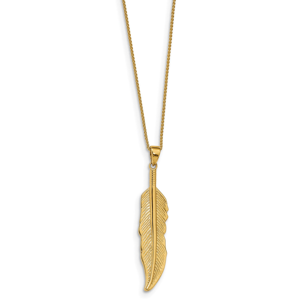 Feather Pendant 14k Gold HB-LF925