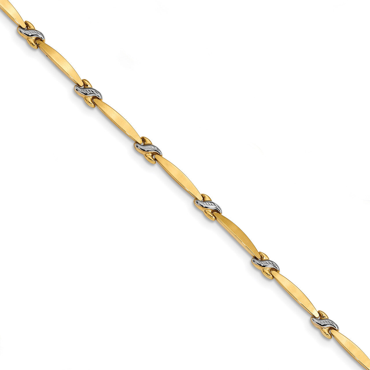 Leslie&#39;s Diamond-cut Fancy Bracelet 7.25 Inch 14k Rhodium-plated HB-LF934-7.25, MPN: LF934-7.25, 19…