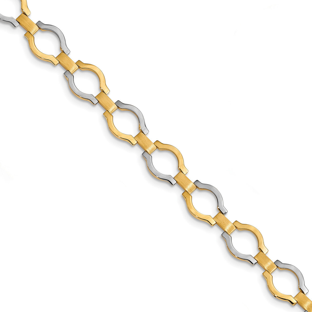 Fancy Link Bracelet 7.25 Inch 14k Rhodium-plated HB-LF935-7.25