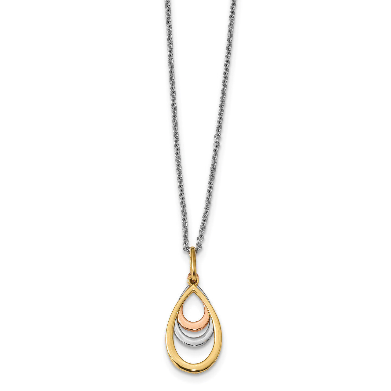 Leslie&#39;s White Rhodium Polished Tear Drop Pendant 14k Two-tone Gold HB-LF940, MPN: LF940, 191101979…