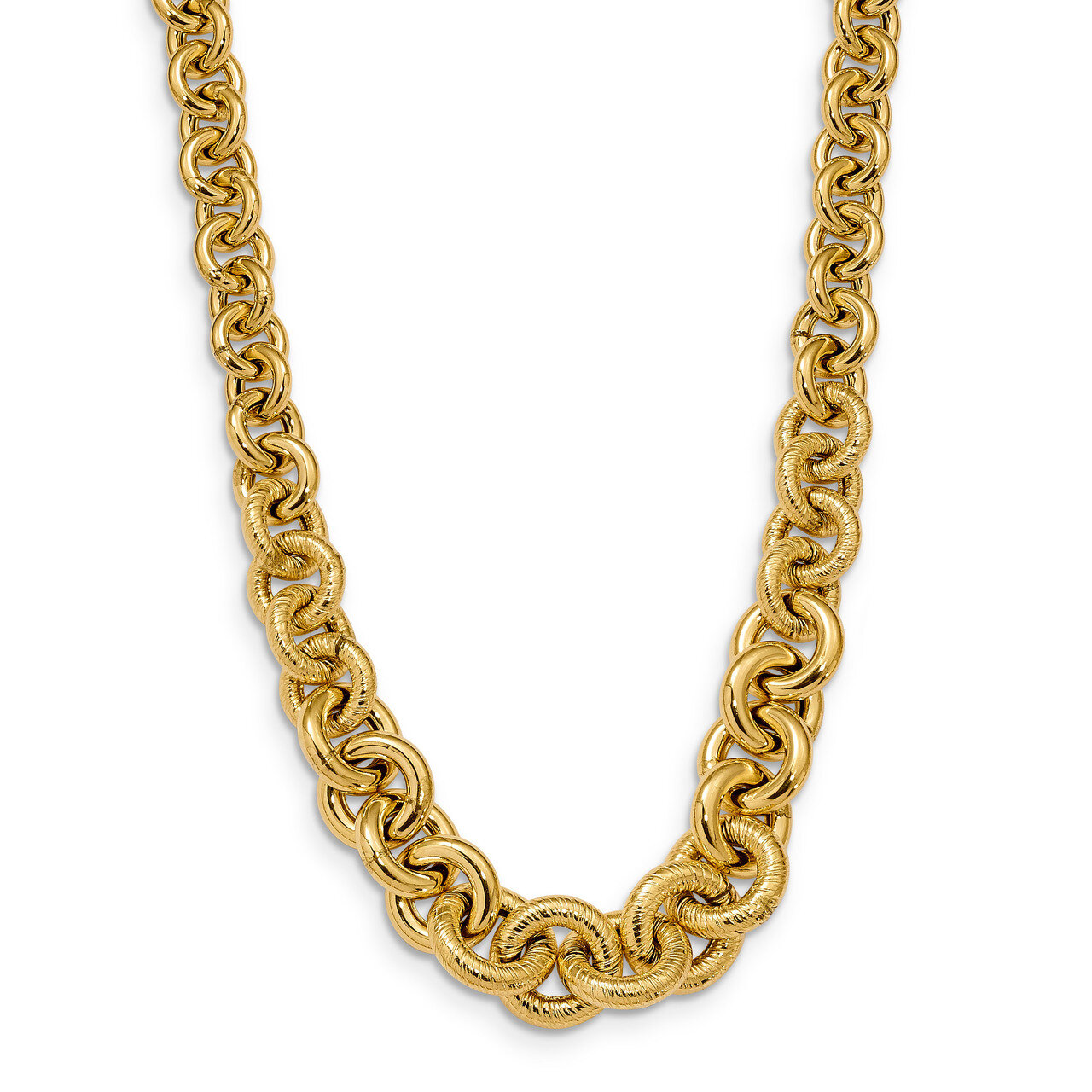 Fancy Link Necklace 18 Inch 14k Gold Polished HB-LF973-18