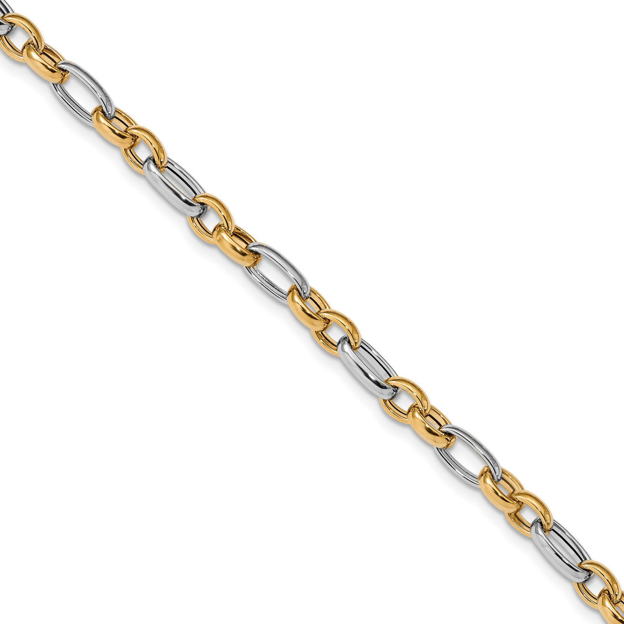 Fancy Link Bracelet 7.5 Inch 14k Two-tone Gold Polished HB-LF985-7.5