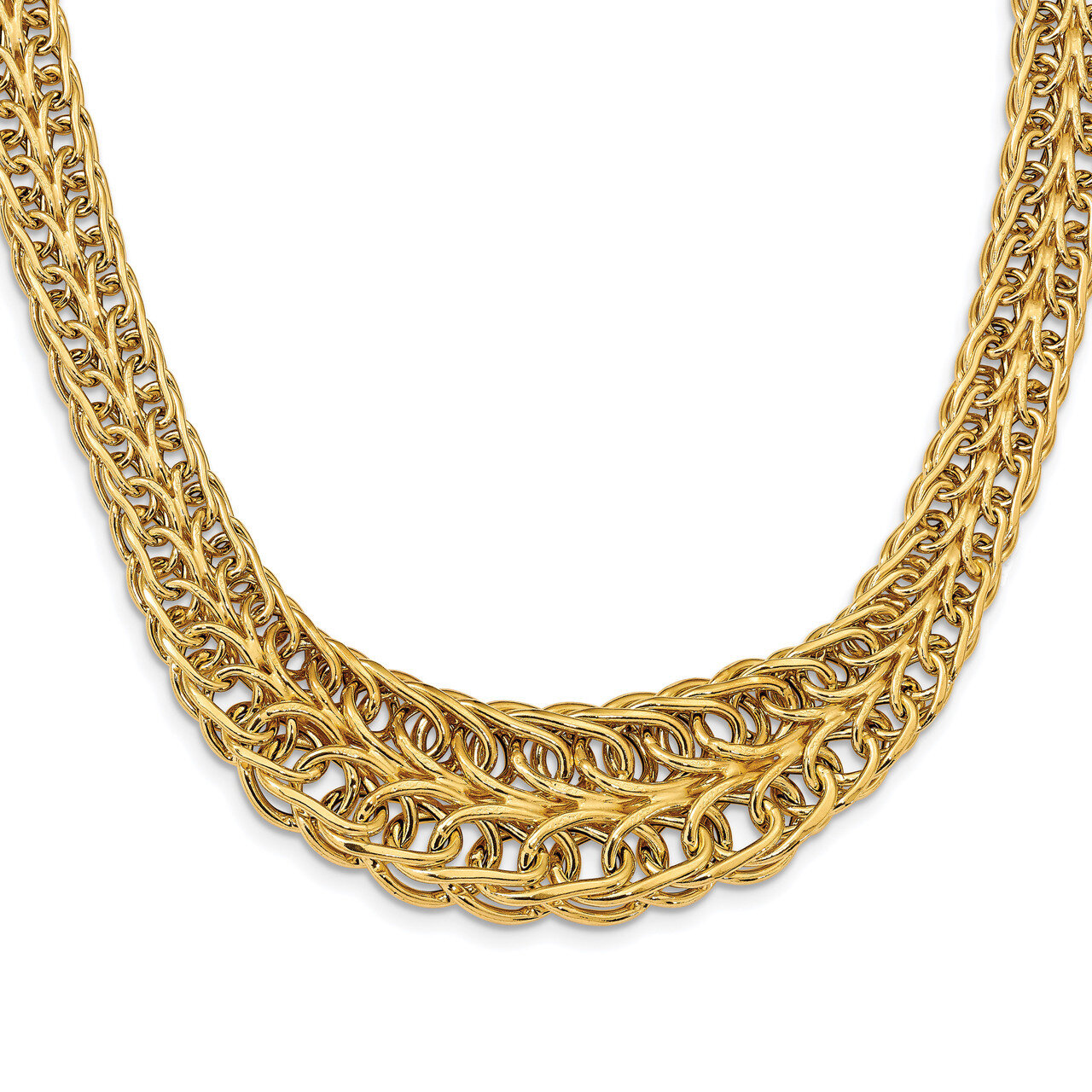 Fancy Link Necklace 18 Inch 14k Gold Polished HB-LF992-18