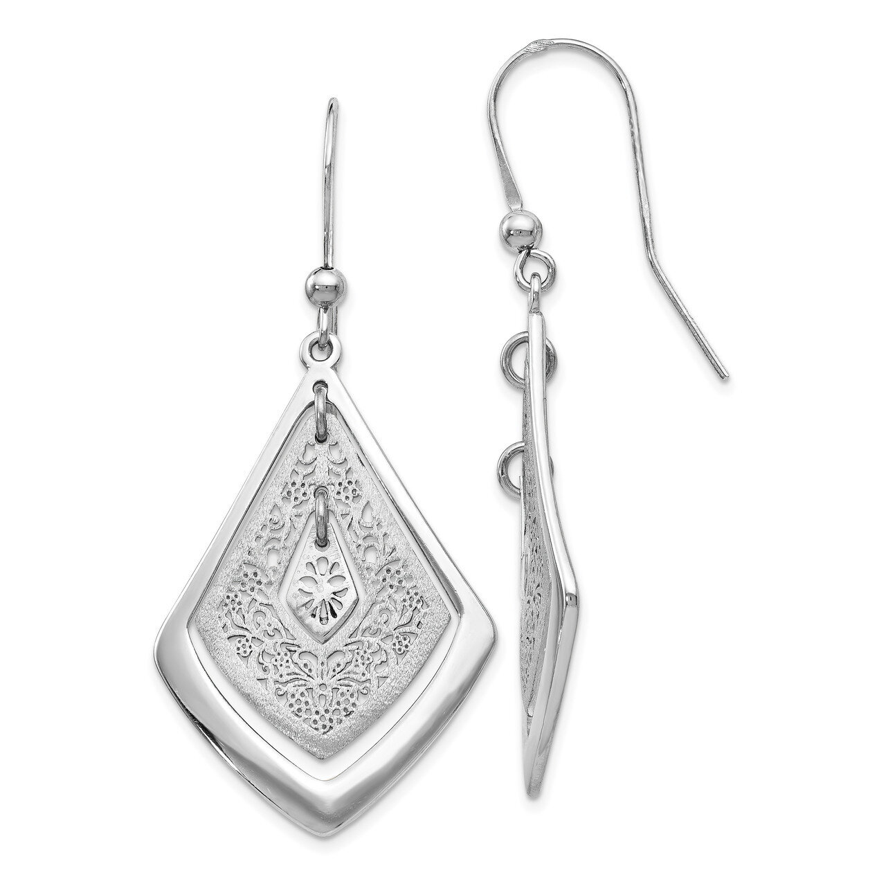 Leslie&#39;s Scratch-finish Filigree Dangle Earrings Sterling Silver Polished HB-QLE1007, MPN: QLE1007,…