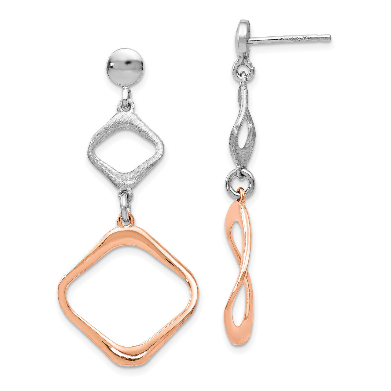 Post Dangle Earrings Sterling Silver Rose Gold-plated HB-QLE1041