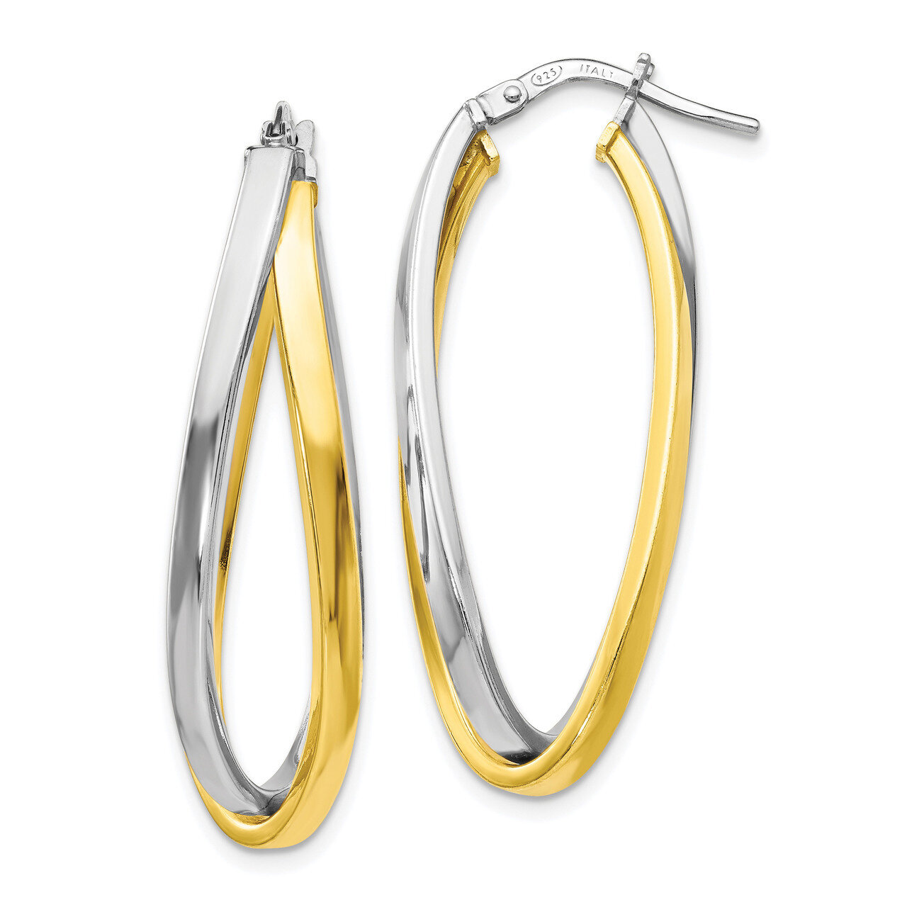 Polished Hoop Earrings Sterling Silver Gold-tone HB-QLE1112