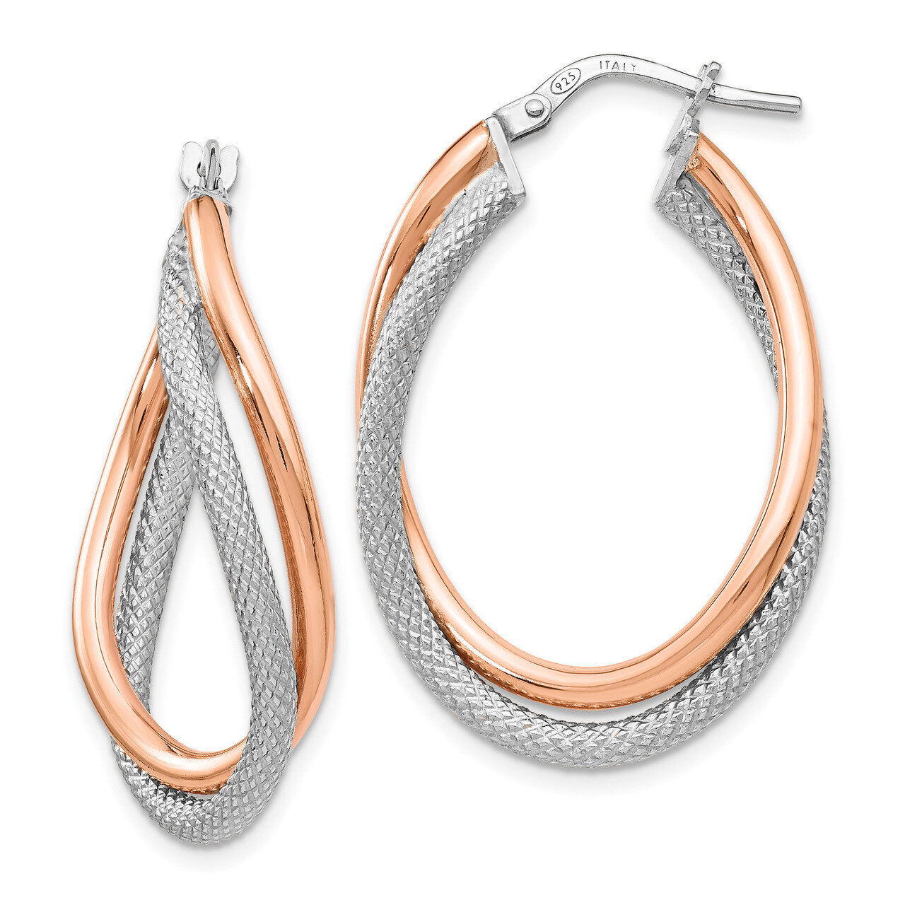 Leslie&#39;s Textured Hoop Earrings Sterling Silver Rose-tone HB-QLE1115, MPN: QLE1115, 191101607370