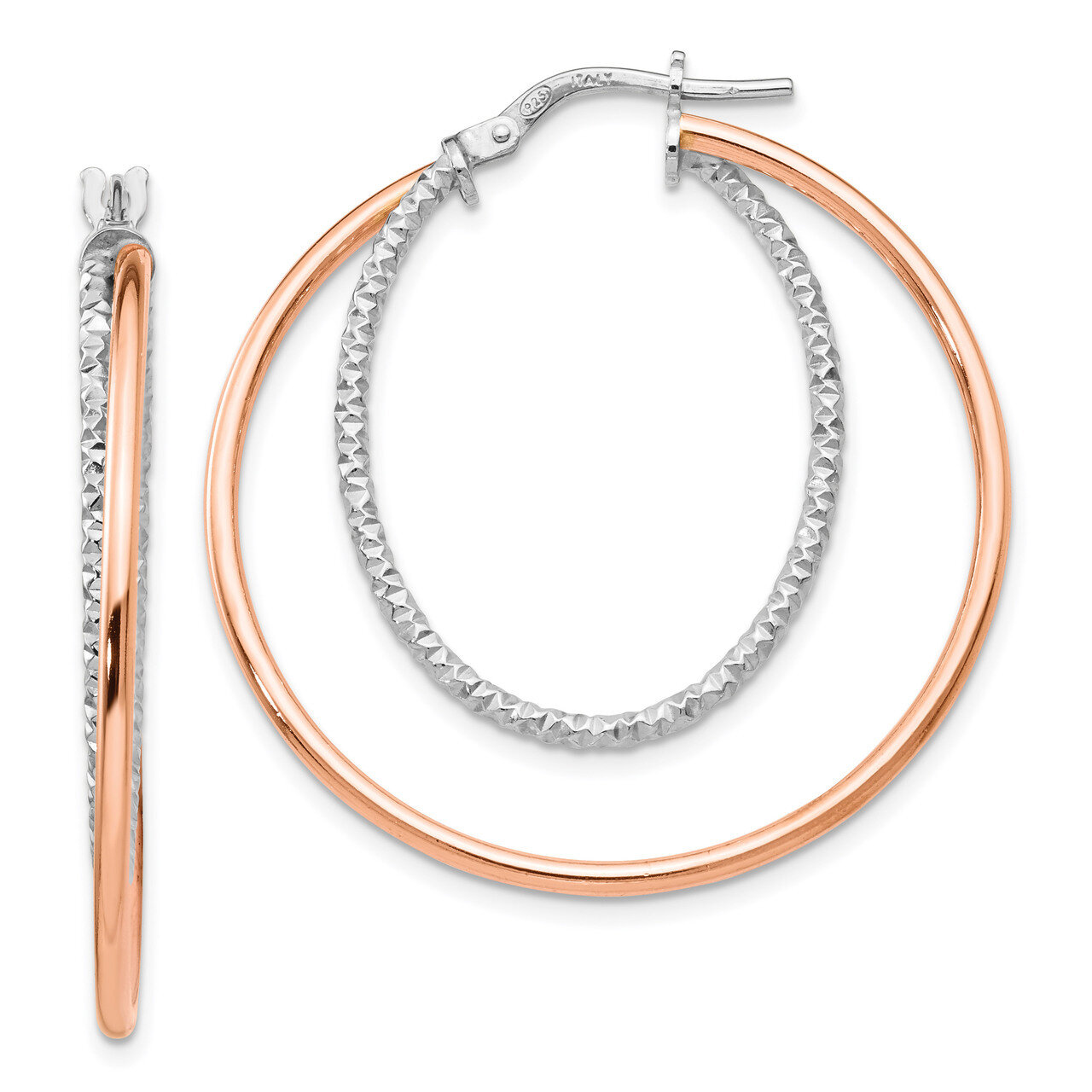 Leslie&#39;s Diamond-cut Hoop Earrings Sterling Silver Rose-tone HB-QLE1116, MPN: QLE1116, 191101735868
