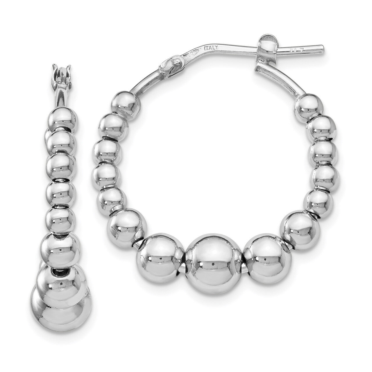 Leslie&#39;s Beaded Hoop Earrings Sterling Silver Polished HB-QLE1128, MPN: QLE1128, 191101995415
