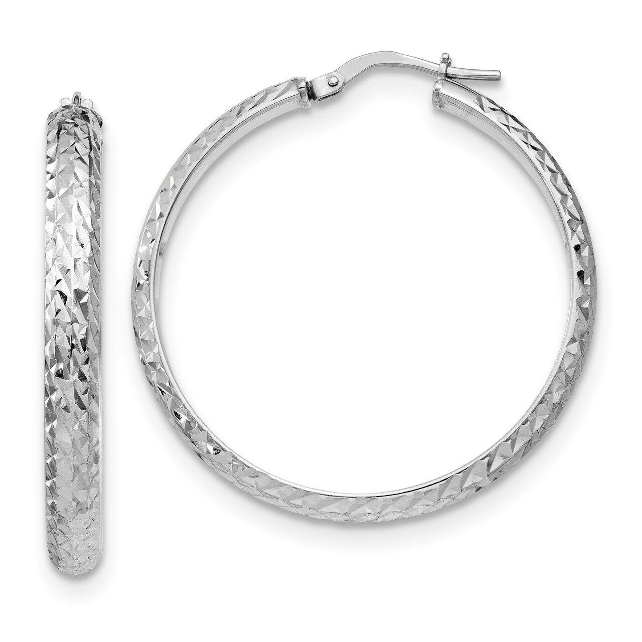 Leslie&#39;s Textured Hoop Earrings Sterling Silver Polished HB-QLE1170, MPN: QLE1170, 191101607660