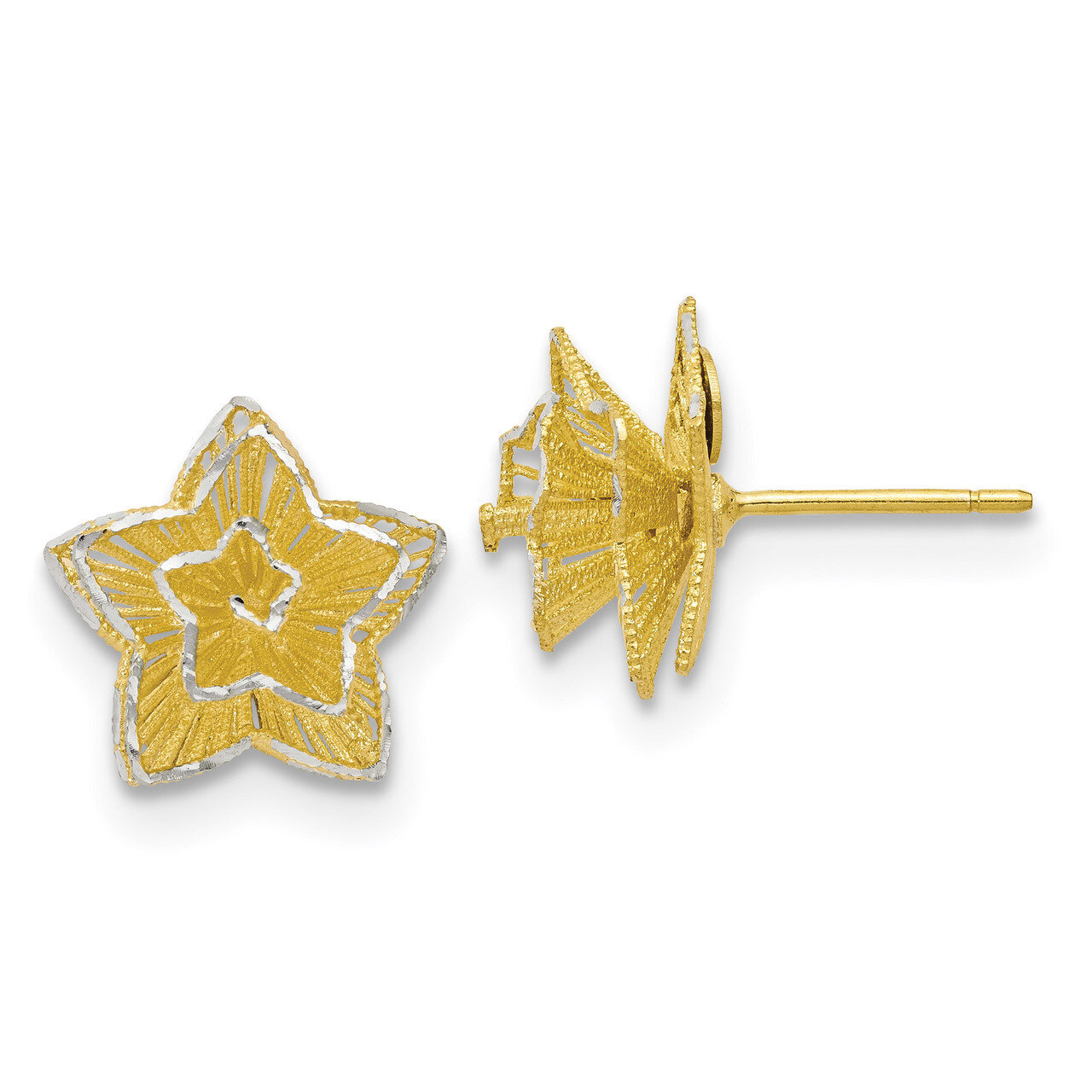 Star Earrings Sterling Silver Gold-tone HB-QLE1176