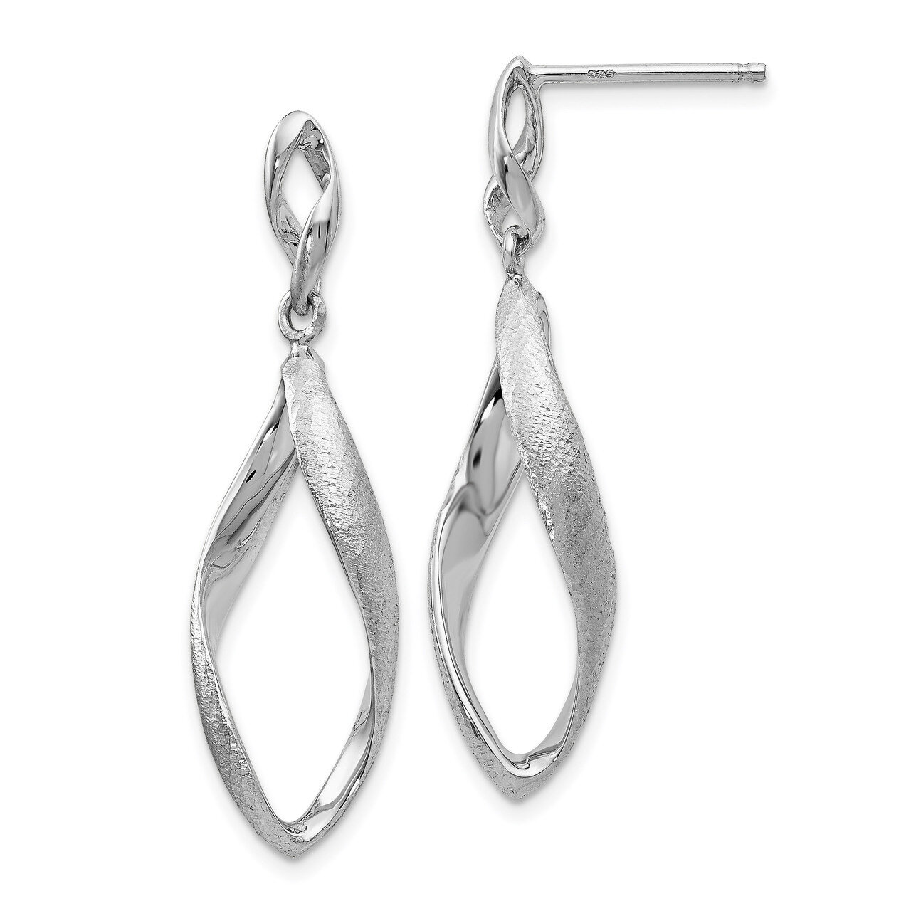 Radiant Essence Textured Post Dangle Earrings Sterling Silver HB-QLE1204