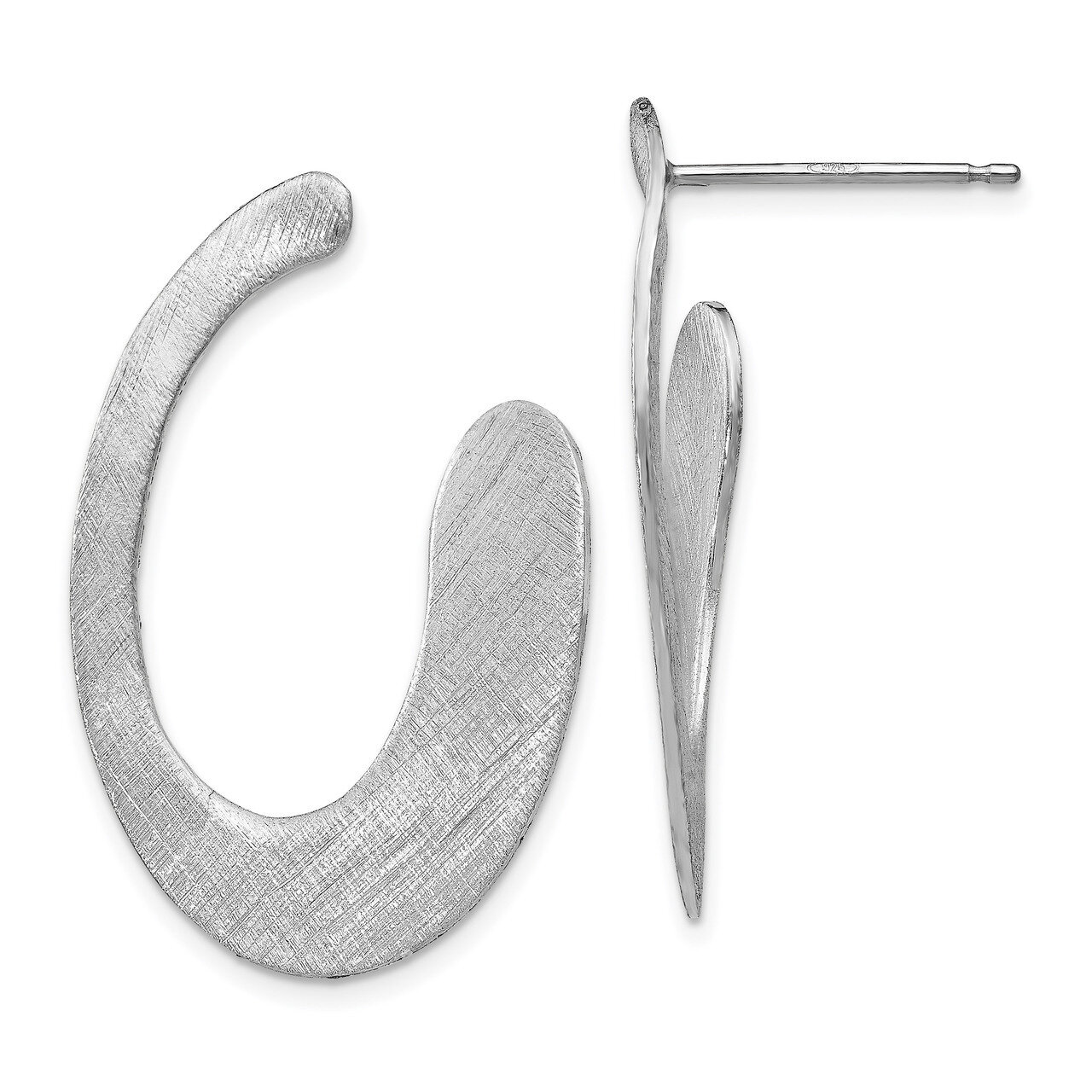 Scratch-finish Drop Post Earrings Sterling Silver HB-QLE1213