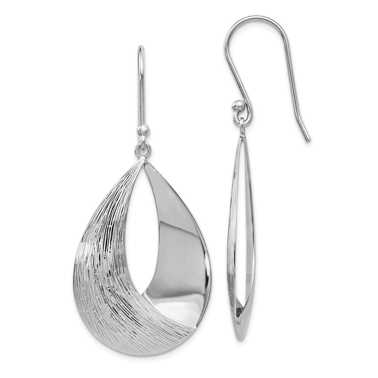 Textured Dangle Earrings Sterling Silver Polished HB-QLE907