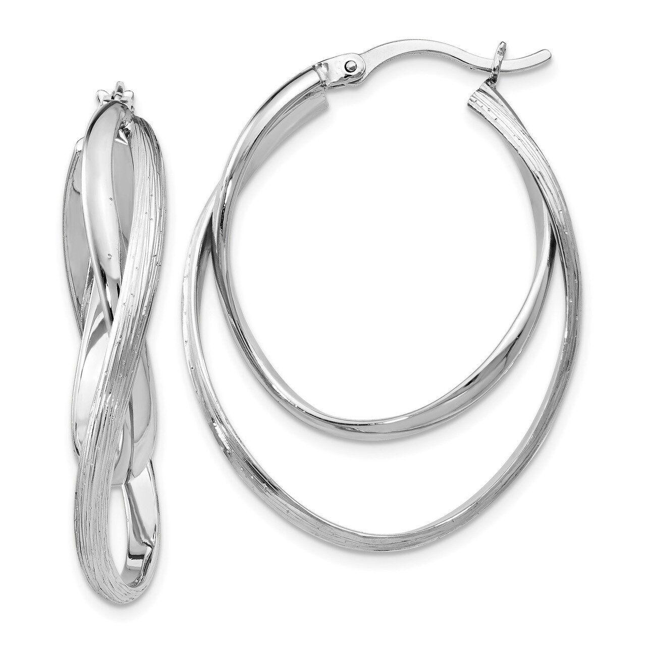 Textured Hoop Earrings Sterling Silver Polished HB-QLE908