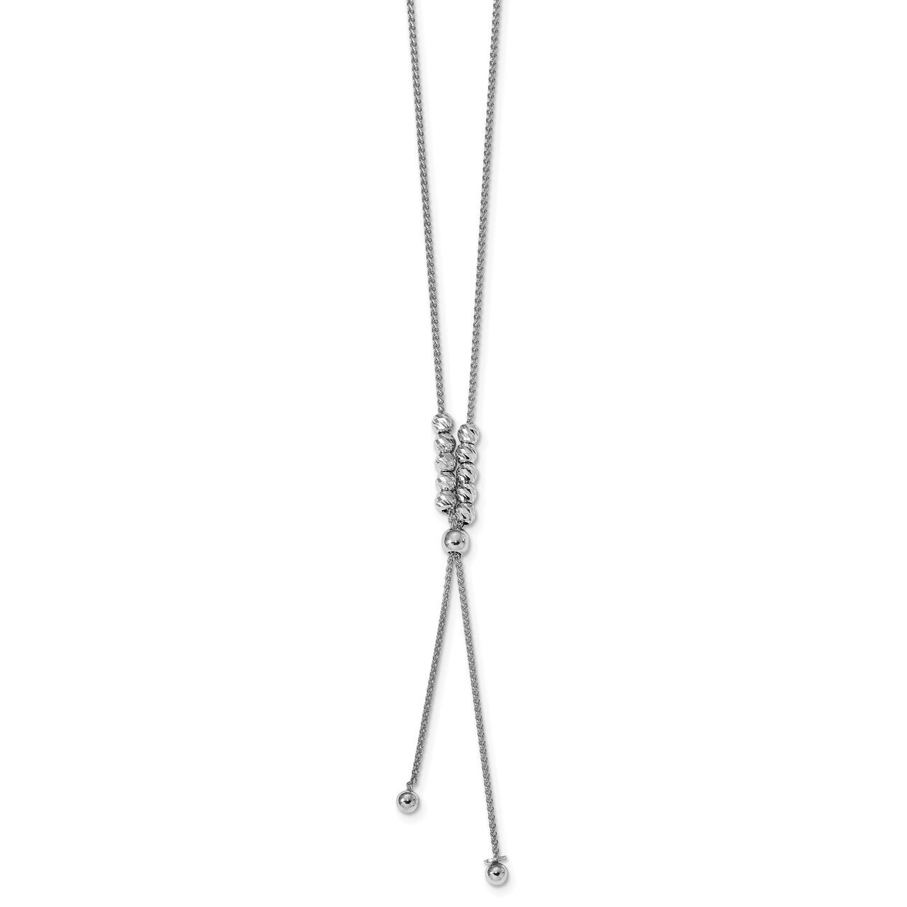Leslie&#39;s Diamond-cut Beads Adjustable Necklace Sterling Silver Polished HB-QLF1012, MPN: QLF1012, 1…