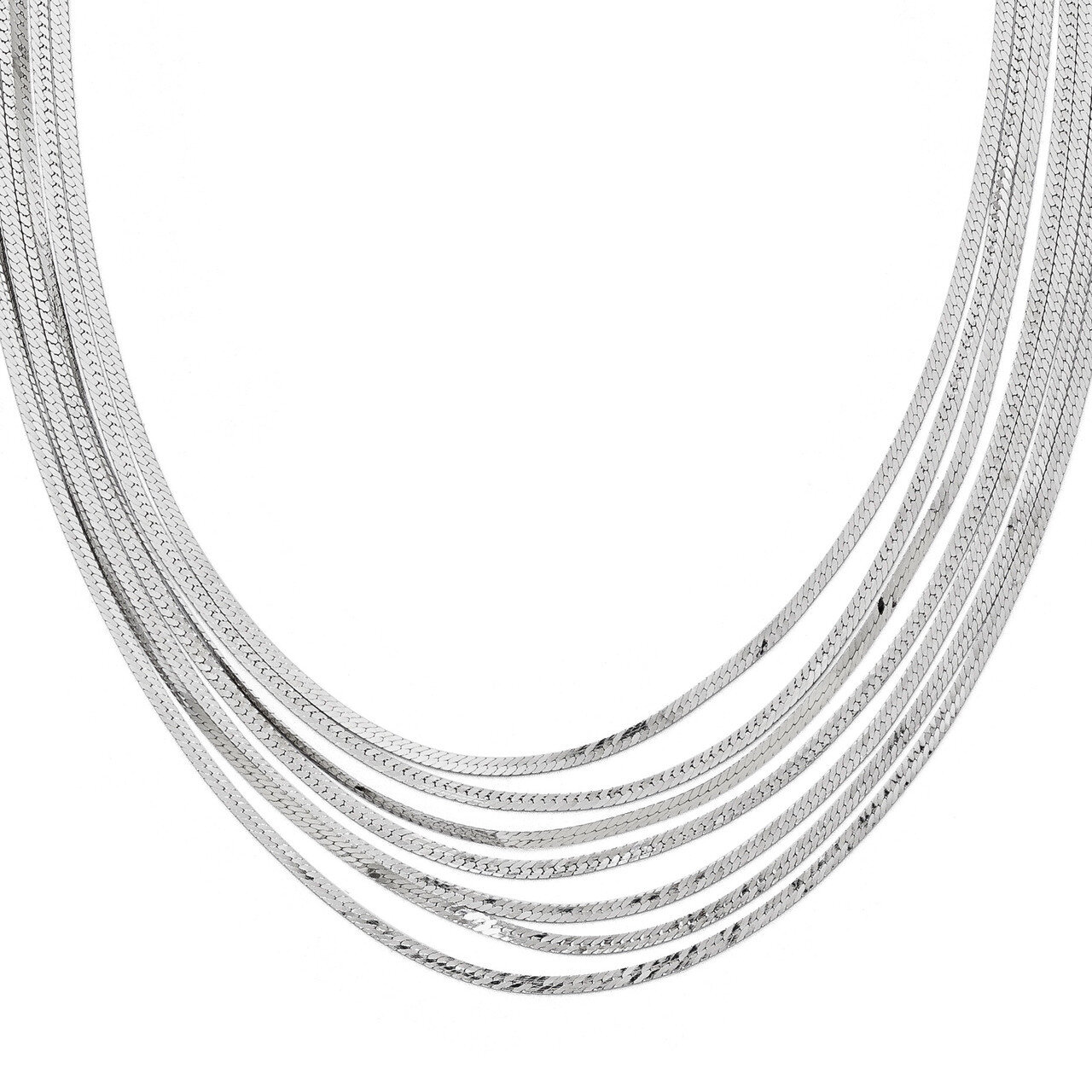 Herringbone 7 Strand Necklace 17 Inch Sterling Silver HB-QLF466-17