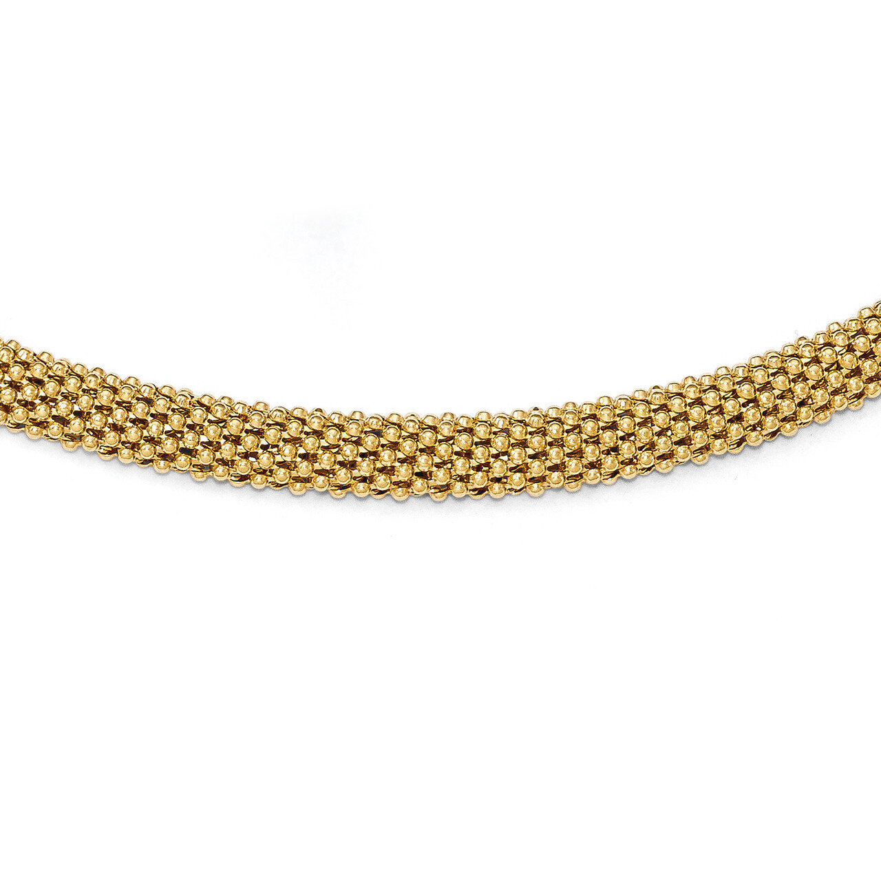Polished Mesh Necklace 18 Inch Sterling Silver Gold-tone HB-QLF533-18