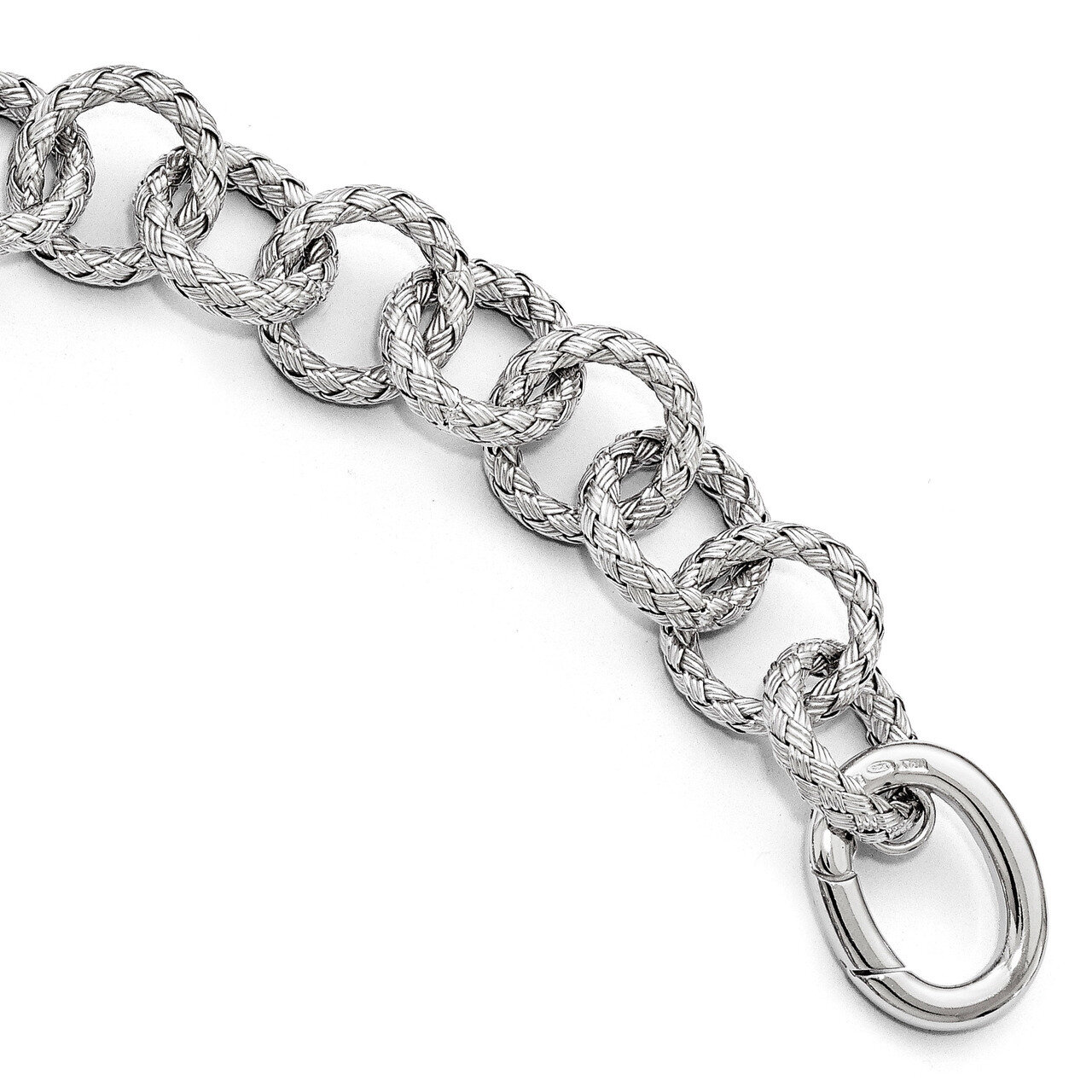 Textured Bracelet - Hidden Clasp 8 Inch Sterling Silver Polished HB-QLF612-8