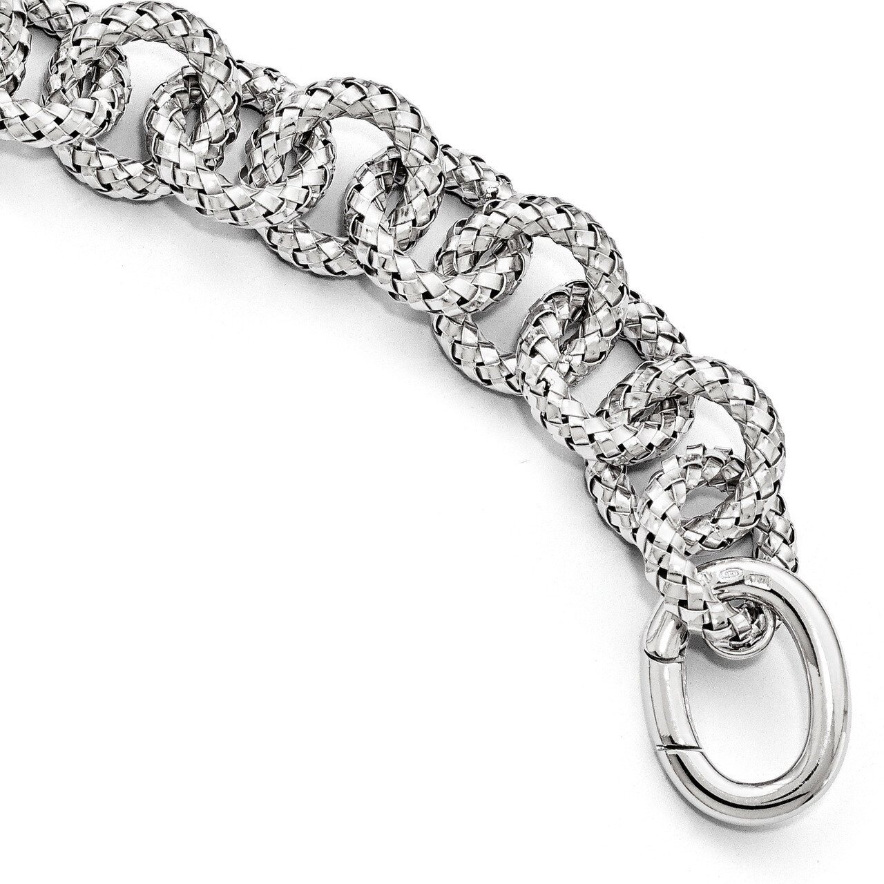 Textured Bracelet- Hidden Clasp 8 Inch Sterling Silver Polished HB-QLF617-8
