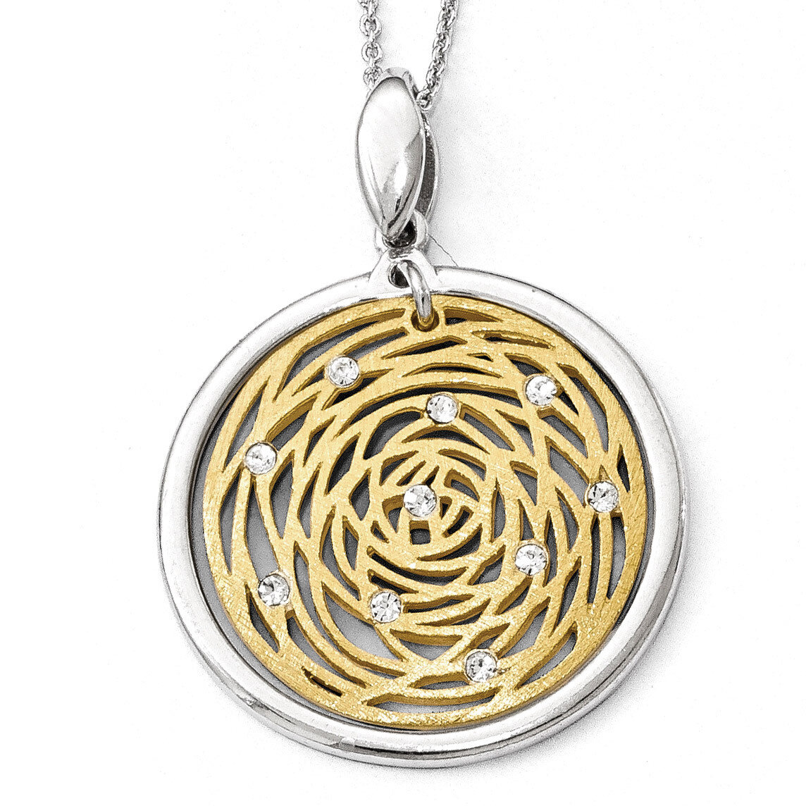Leslie&#39;s Polished Scratch-finish CZ Pendant Sterling Silver Gold-tone HB-QLF647, MPN: QLF647, 19110…