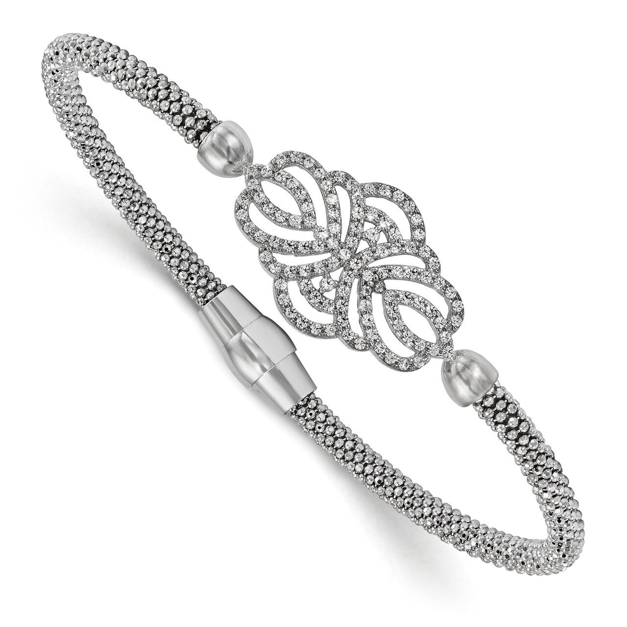 Leslie&#39;s Textured CZ Bracelet 7.5 Inch Sterling Silver Polished HB-QLF650-7.5, MPN: QLF650-7.5, 191…