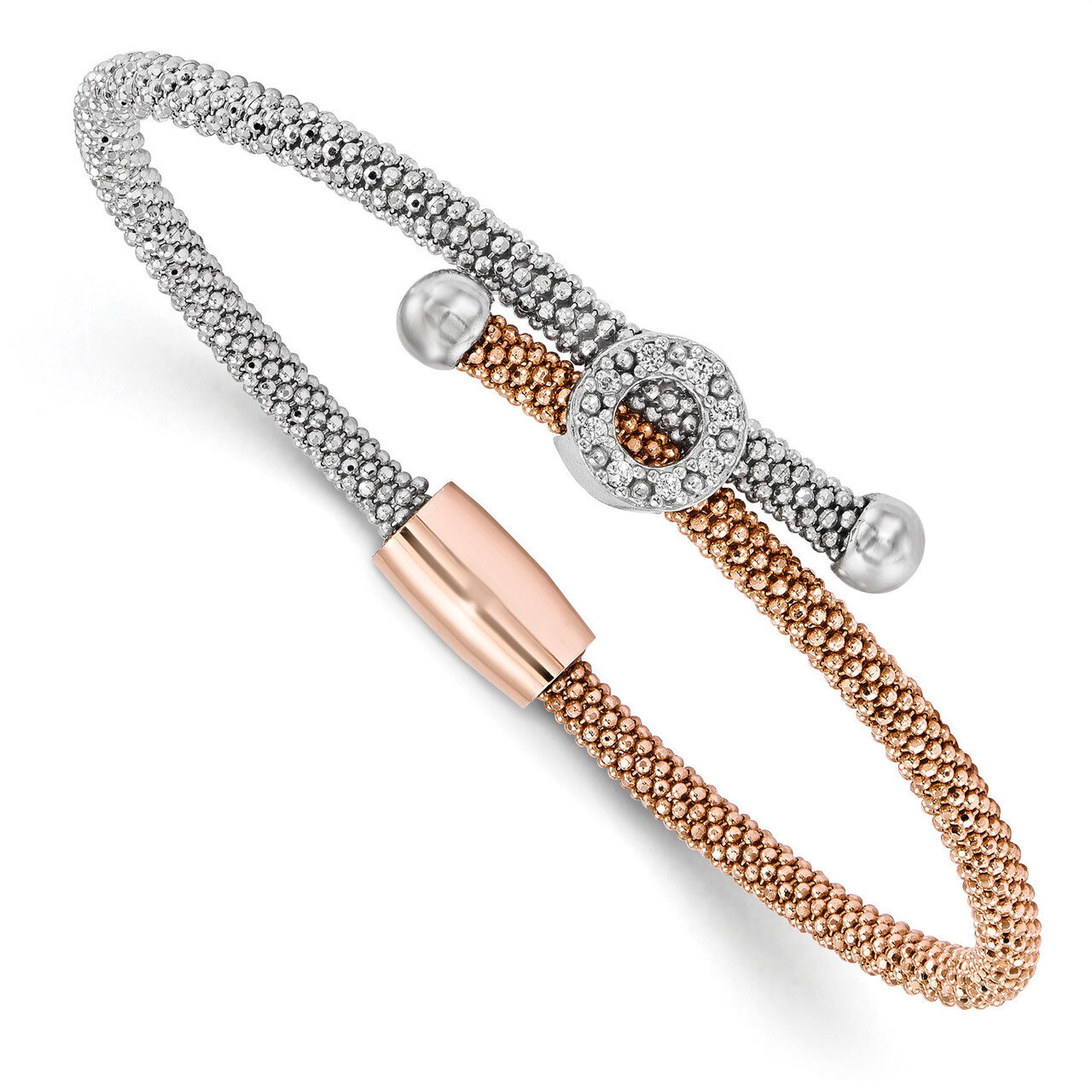 Leslie&#39;s Textured CZ Bracelet 7.5 Inch Sterling Silver Rose-tone HB-QLF652-7.5, MPN: QLF652-7.5, 19…