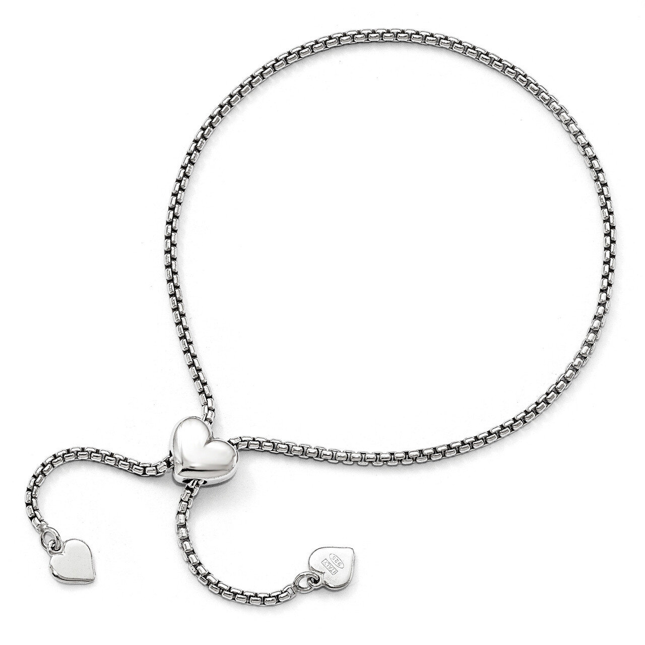 Leslie&#39;s Round Rectangle Box Heart Adjustable Bracelet Sterling Silver HB-QLF660, MPN: QLF660, 8867…