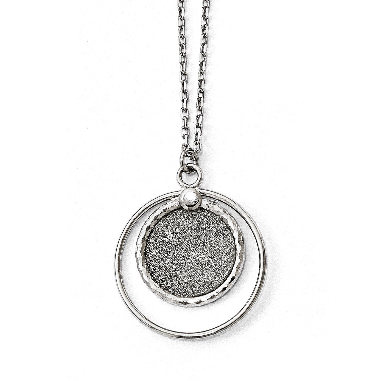 Laser Textured with 1 inch Extender Necklace 17 Inch Sterling Silver HB-QLF663-17