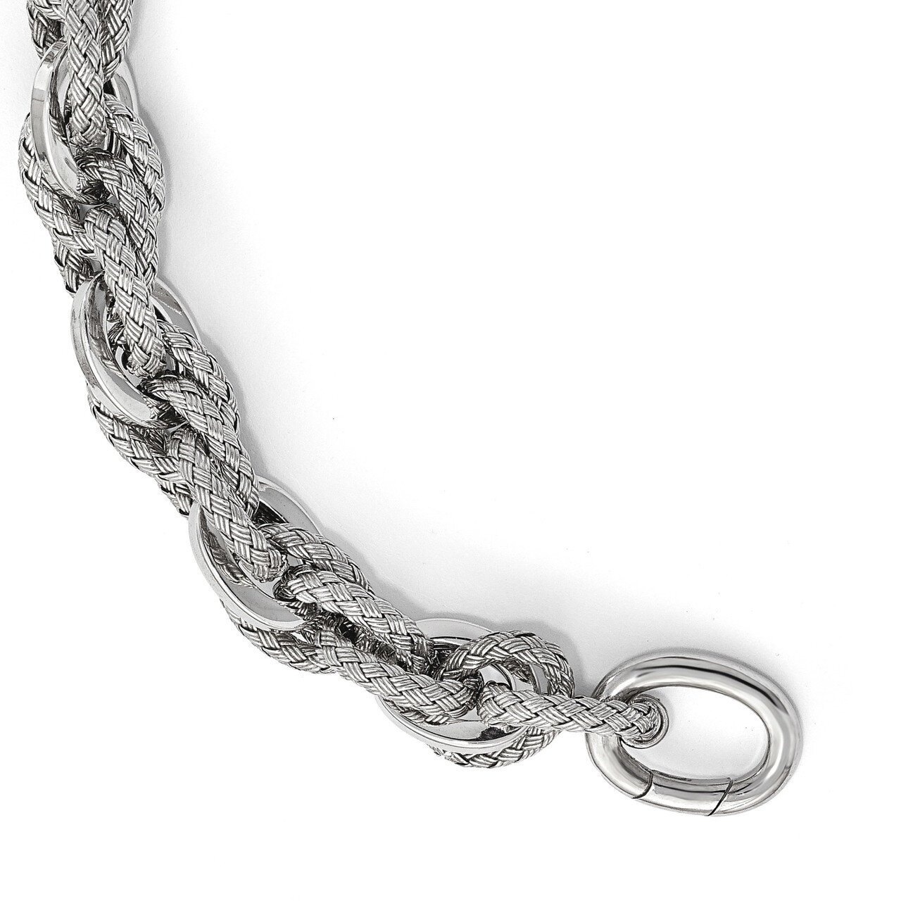 Textured Bracelet 7.5 Inch Sterling Silver Polished HB-QLF681-7.5