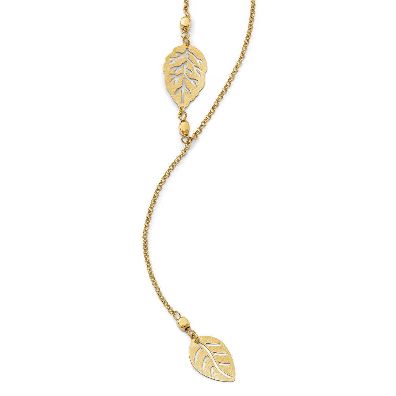 Leaf with 1.5 in ext. Necklace 17 Inch Sterling Silver Gold-tone HB-QLF686-17
