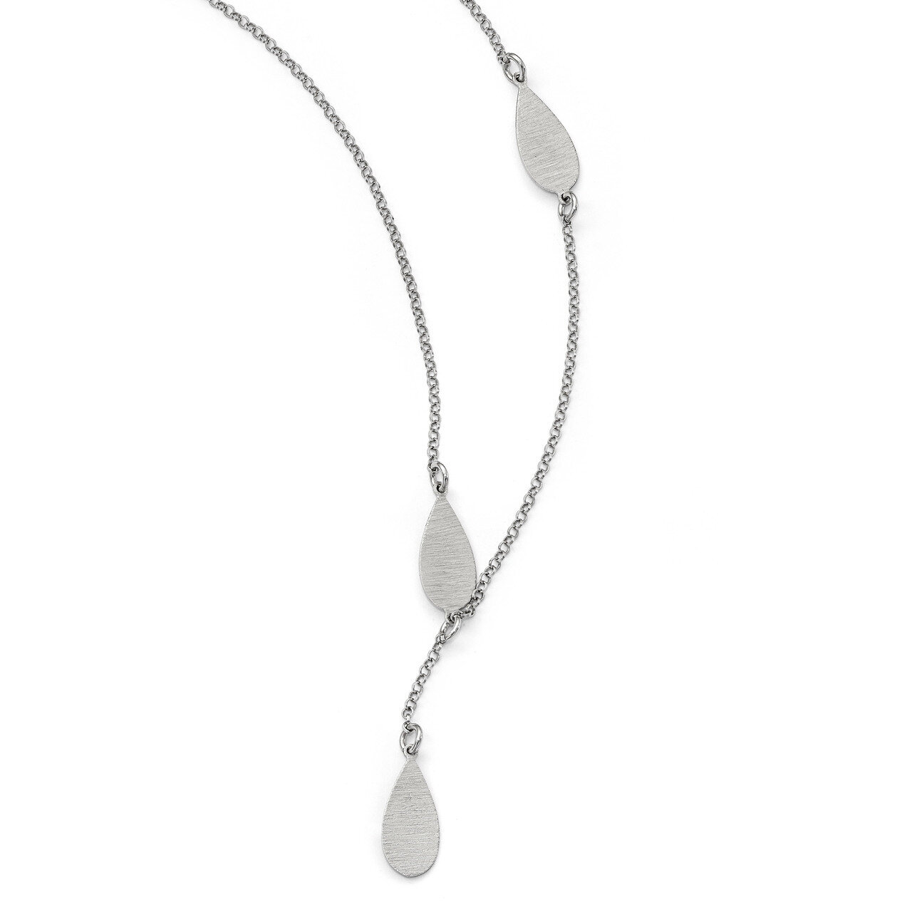Brushed Teardrop Necklace 17 Inch Sterling Silver HB-QLF689-17
