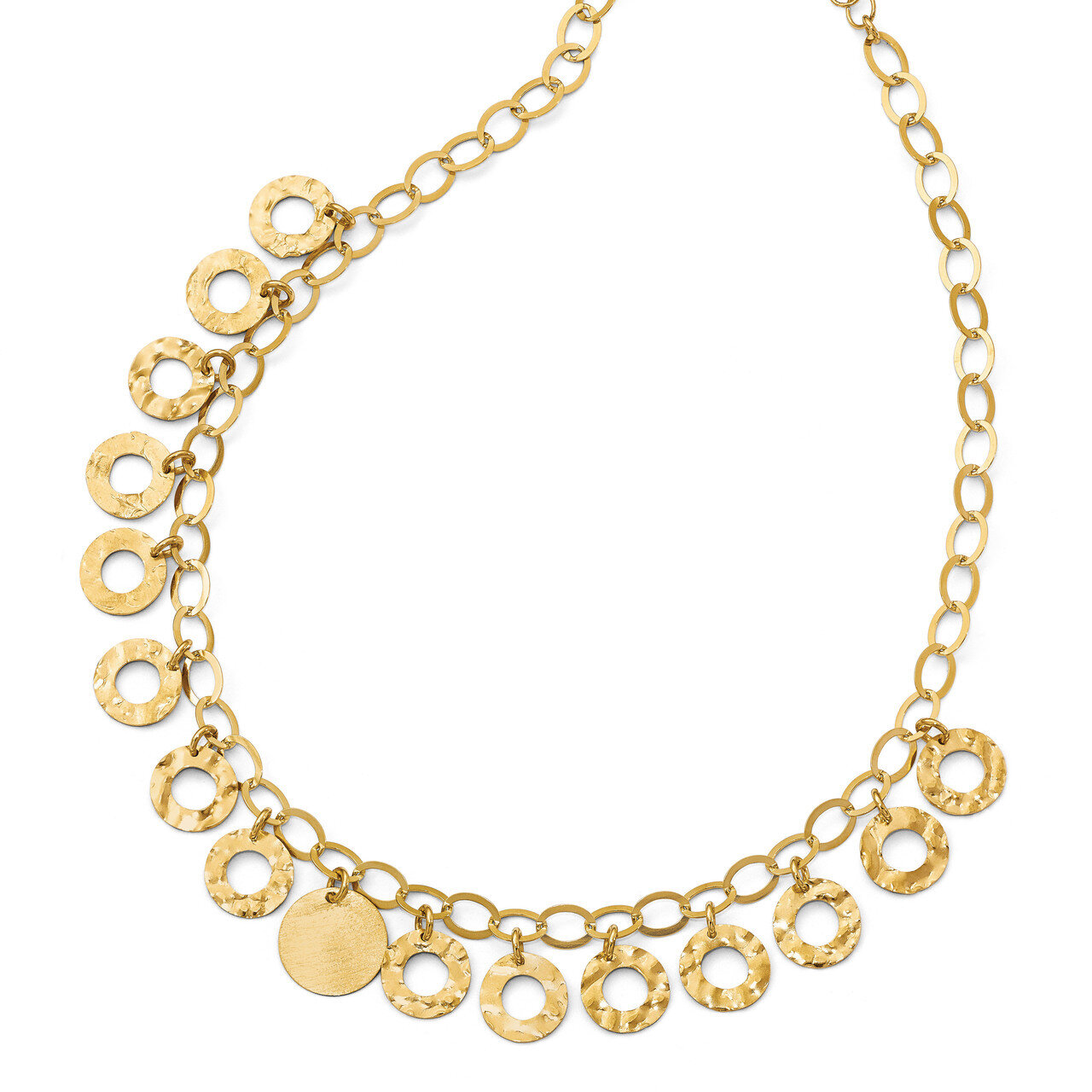 Circles with 2 inch Extender Necklace 16 Inch Sterling Silver Gold-tone HB-QLF692-16