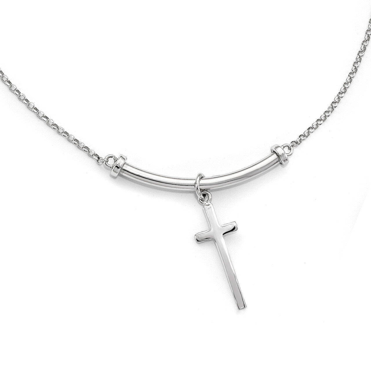Leslie&#39;s Cross with 1 inch Extender Necklace 17 Inch Sterling Silver Polished HB-QLF695-17, MPN: QL…