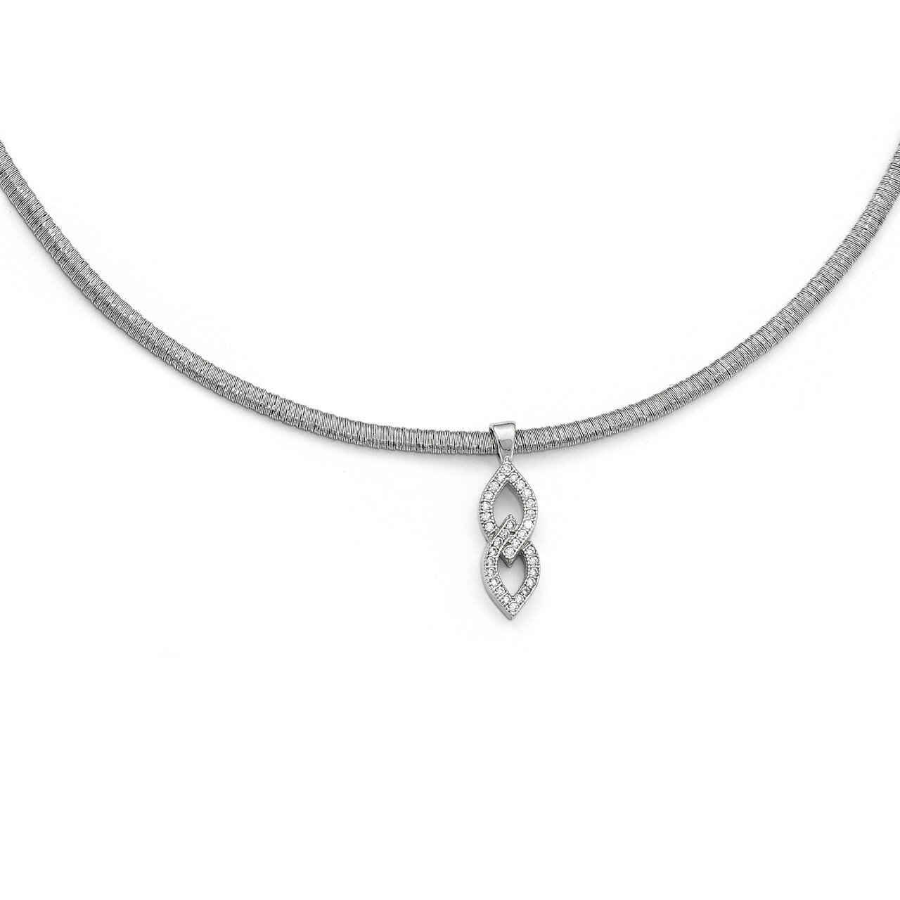 CZ with 2 inch Extender Necklace 17 Inch Sterling Silver HB-QLF715-17
