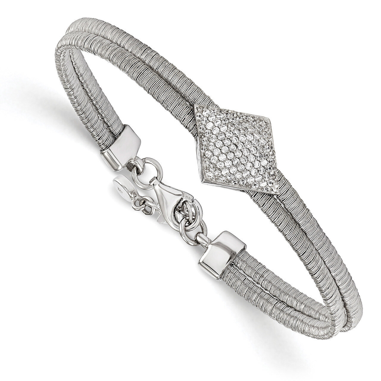 CZ with 1 inch Extender Bracelet 7 Inch Sterling Silver HB-QLF716-7