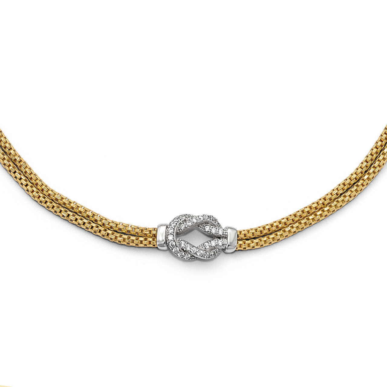 Rhodium-plated CZ with 1 inch Extender Bracelet 7 Inch Sterling Silver Gold-tone HB-QLF720-7