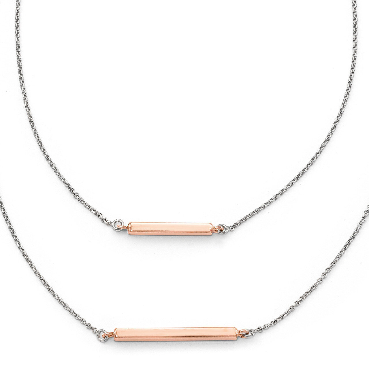Leslie&#39;s Fancy Double Rose-tone Bar with 2in ext Necklace 16 Inch Sterling Silver HB-QLF734-16, MPN…