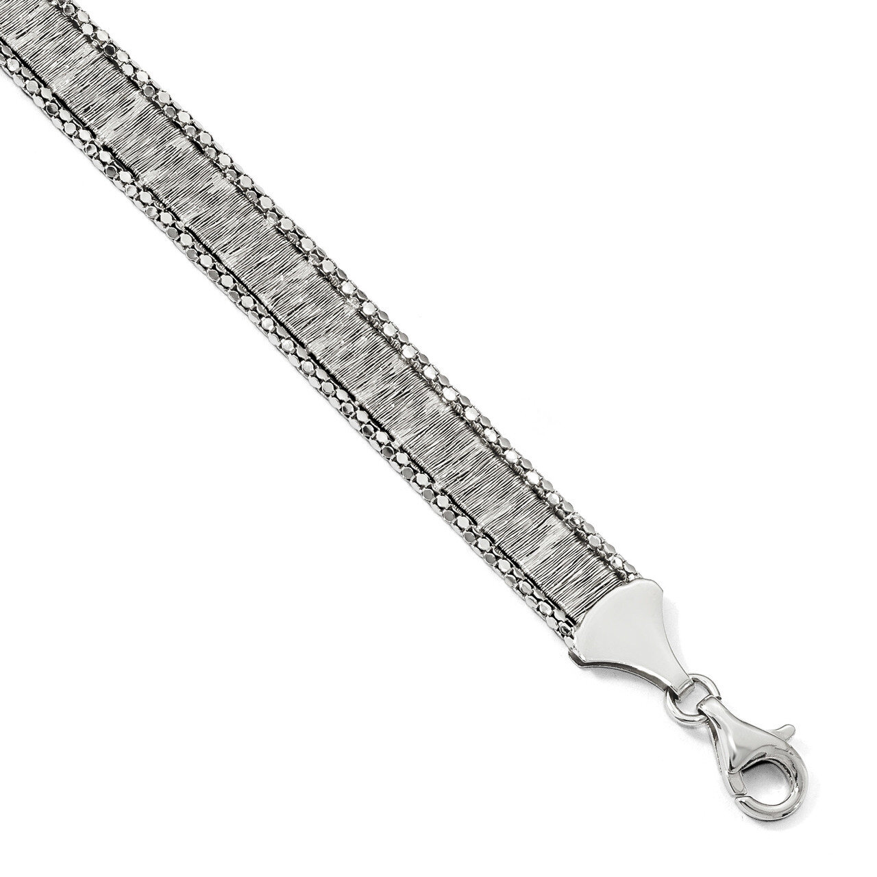 Bracelet 7.5 Inch Sterling Silver Rhodium-plated HB-QLF738-7.5