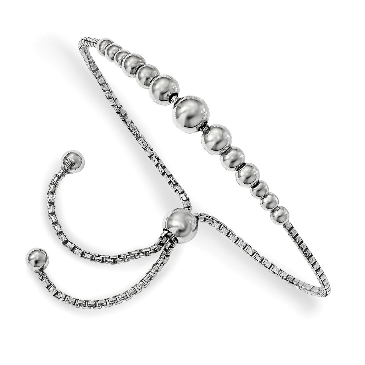 Leslie&#39;s Beaded Adjustable Bracelet Sterling Silver Rhodium-plated HB-QLF739, MPN: QLF739, 19110174…