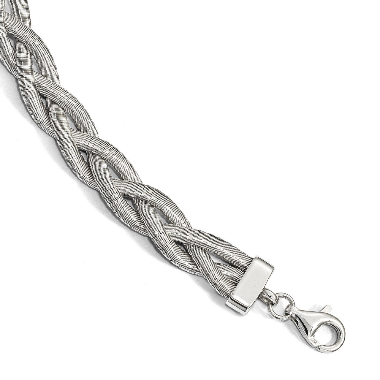 Braided with 1 inch Extender Bracelet 7 Inch Sterling Silver Rhodium-plated HB-QLF748-7