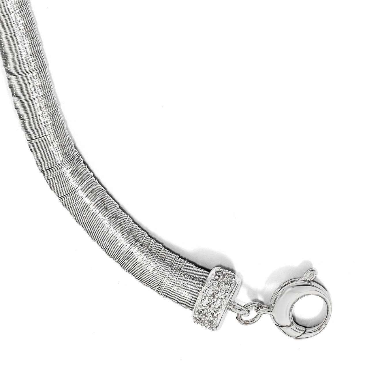 CZ with 1 inch Extender Bracelet 7 Inch Sterling Silver Rhodium-plated HB-QLF769-7