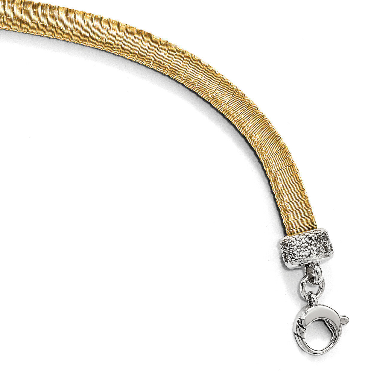 CZ with 1 inch Extender Bracelet 7 Inch Sterling Silver Gold-tone HB-QLF772-7