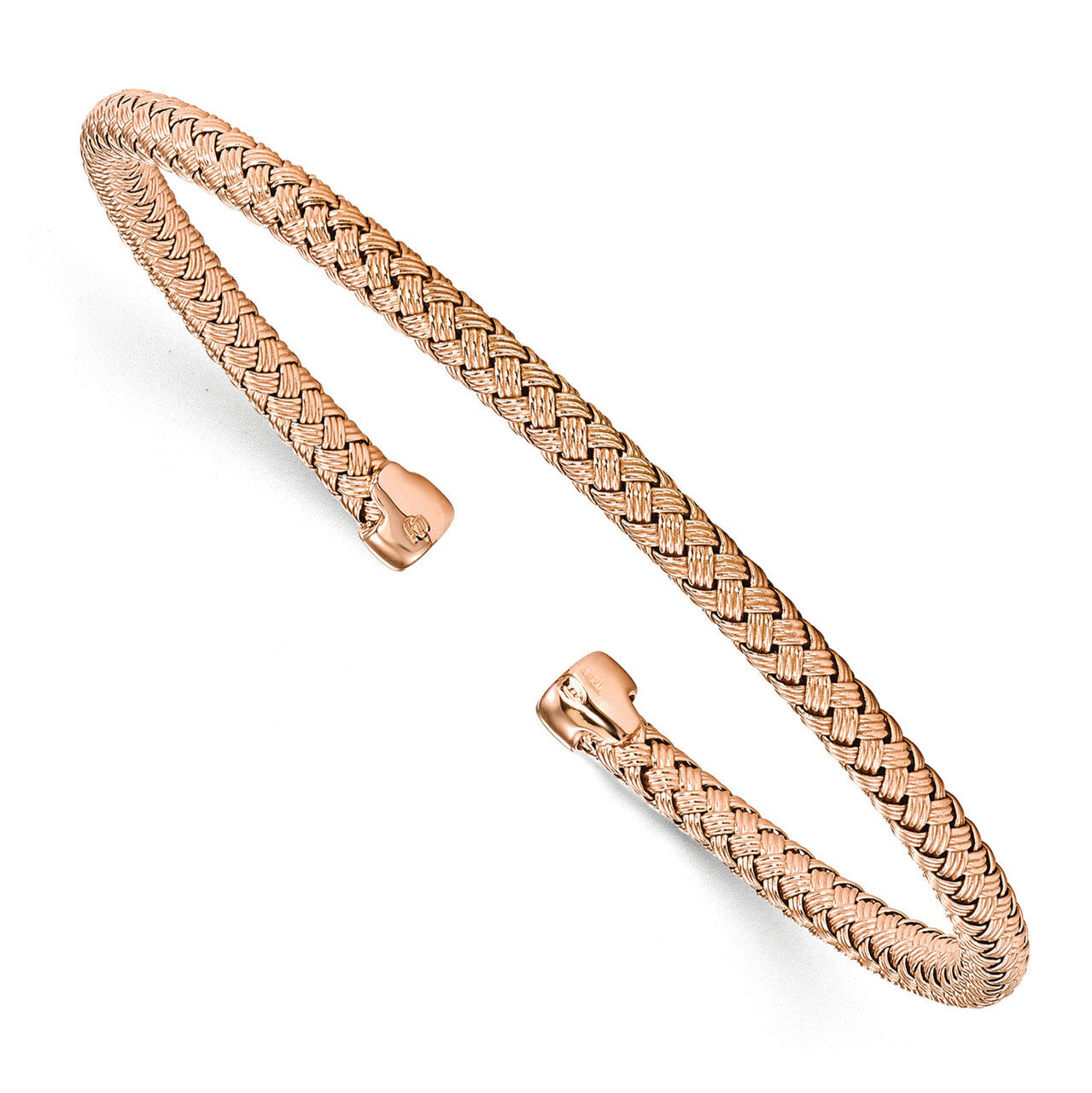 Leslie&#39;s Polished Woven Cuff Bangle Sterling Silver Rose Gold-plated HB-QLF787, MPN: QLF787, 191101…