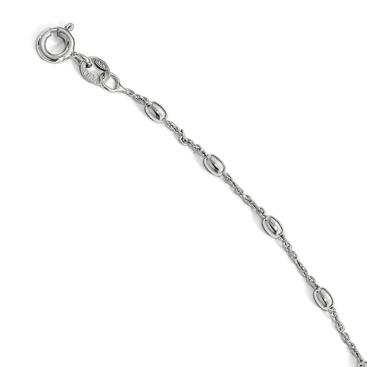 Leslie&#39;s Beaded with 1 inch Extender Anklet 9 Inch Sterling Silver Polished HB-QLF801-9, MPN: QLF80…